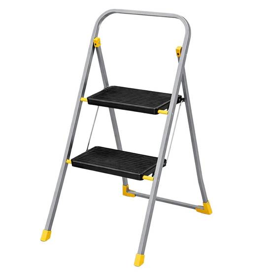 Escabeau 2 marches pliable Charge 150kg Marche-pied Pliable Pieds anti-dérapants Bricolage Maison Chantier INTEC - Image 1