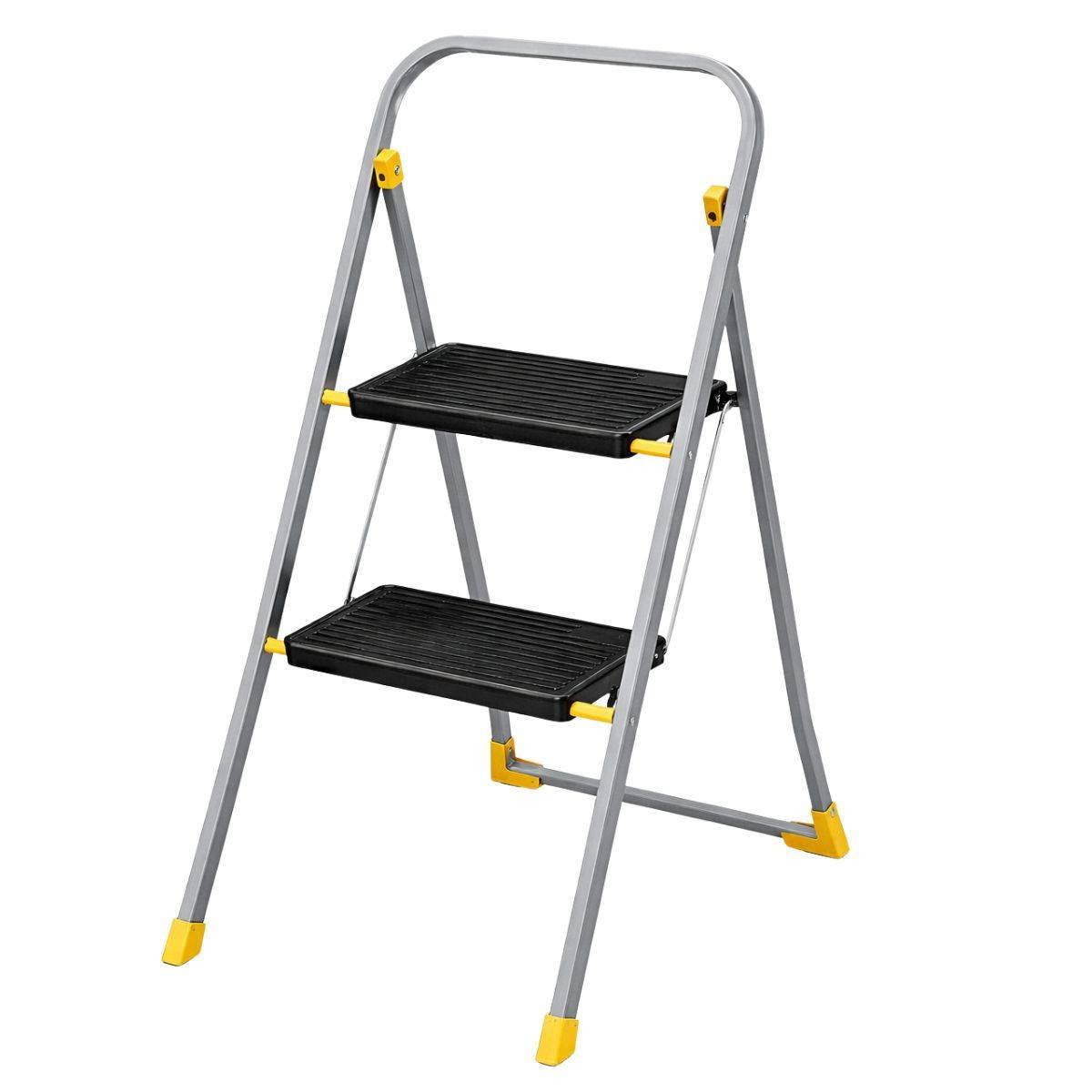 Intec - Escabeau 2 marches pliable Charge 150kg Marche-pied Pliable Pieds anti-dérapants Bricolage Maison Chantier INTEC