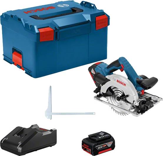 Bosch Professional - Scie circulaire 18V GKS 18V-57 G Professional + 2 batteries 4Ah + chargeur rapide + coffret L-BOXX - BOSCH - 06016A2106 - Imagen 1