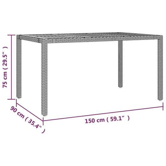 Maison Chic - Table De Jardin - Table Extérieure plateau en bois Noir Résine tressée bois massif - Image 6