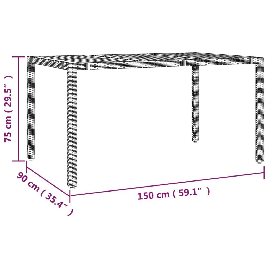 Maison Chic - Table De Jardin - Table Extérieure plateau en bois Noir Résine tressée bois massif - Image 6