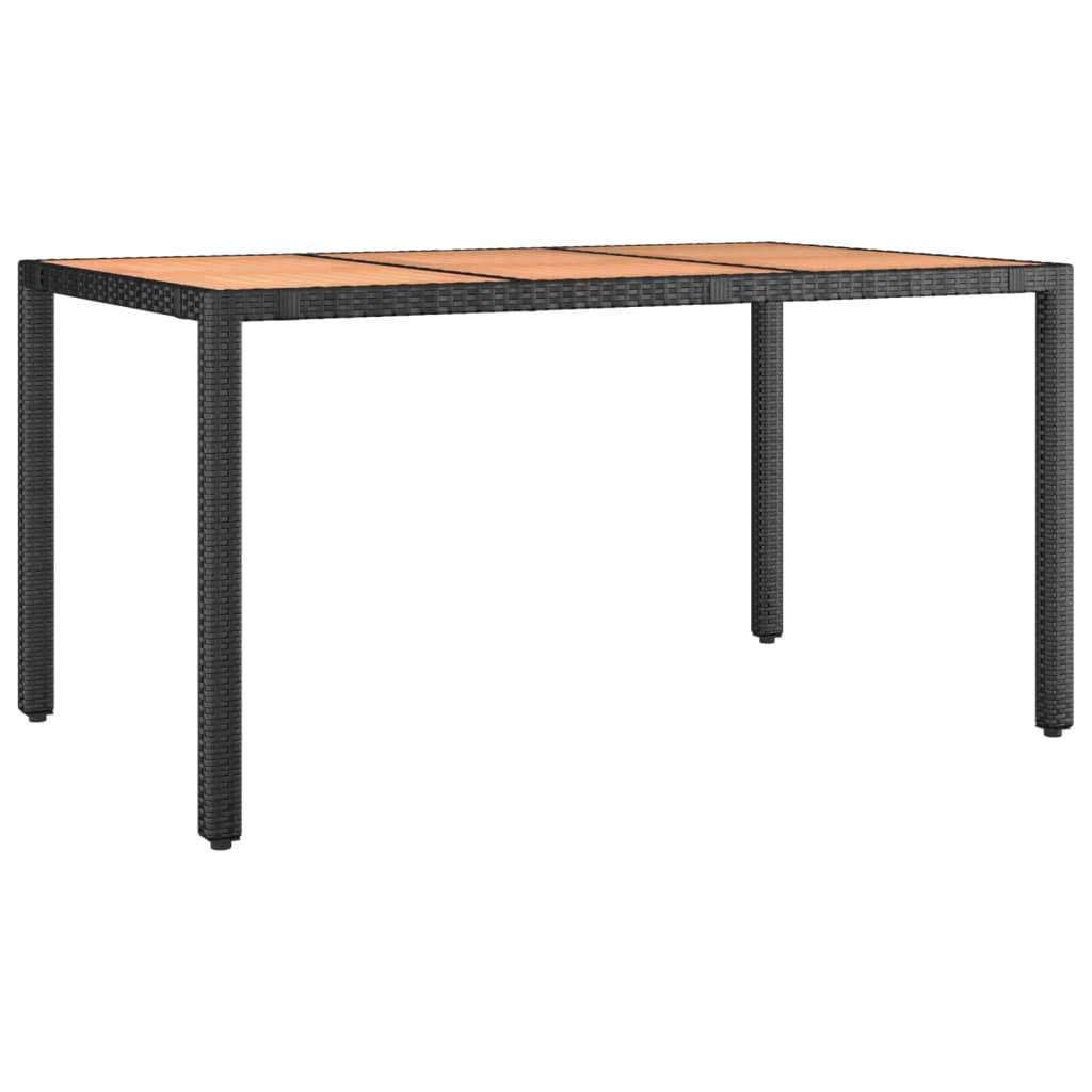 Maison Chic - Table De Jardin - Table Extérieure plateau en bois Noir Résine tressée bois massif - Image 1