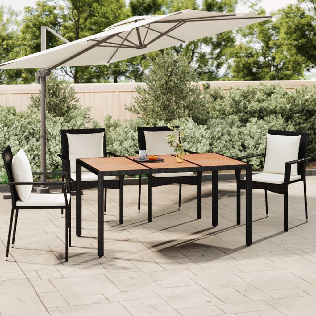 Maison Chic - Table De Jardin - Table Extérieure plateau en bois Noir Résine tressée bois massif - Image 2