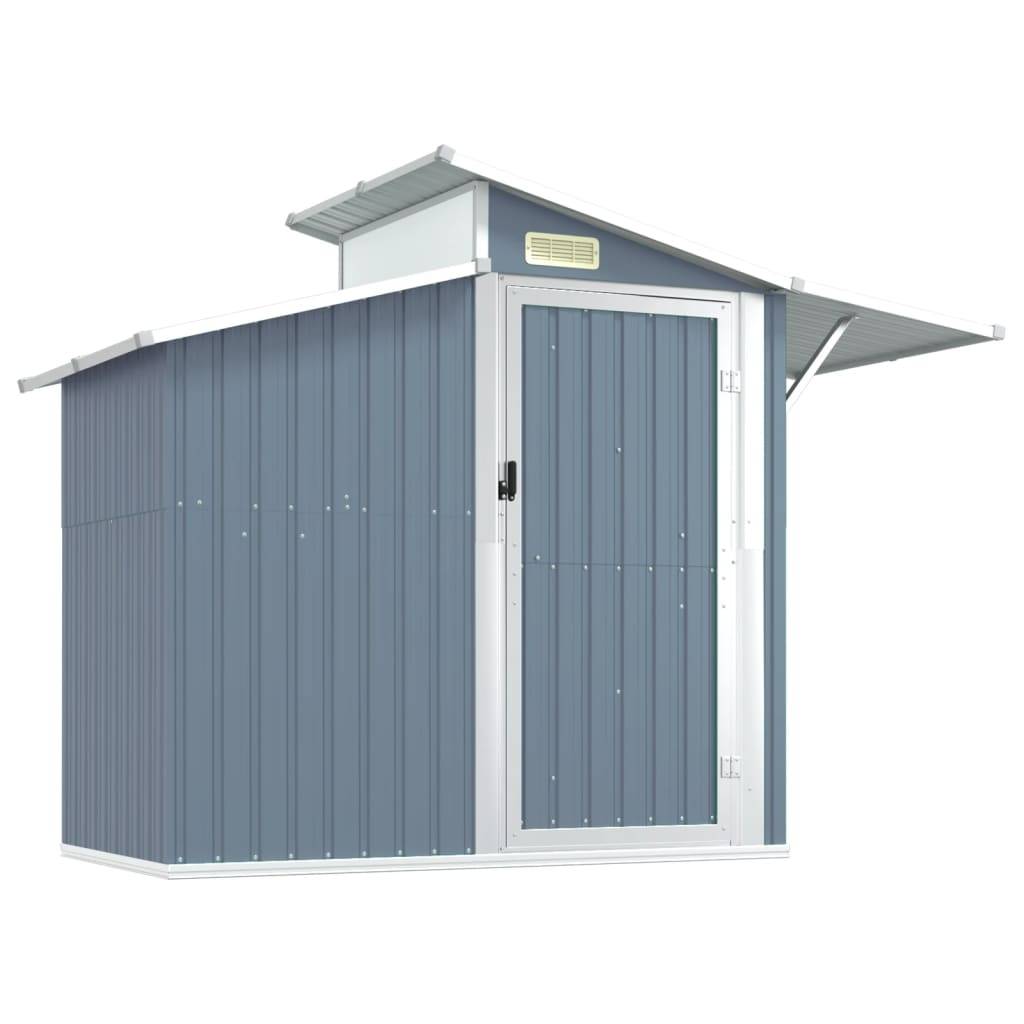 Helloshop26 - Abri de jardin cabane cabanon maison de stockage remise extérieur hangar outils robuste 270 x 130 x 208,5 cm acier galvanisé gris - Imagen 1