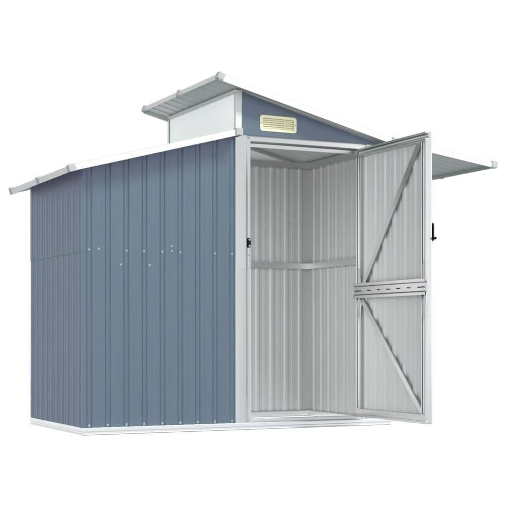 Helloshop26 - Abri de jardin cabane cabanon maison de stockage remise extérieur hangar outils robuste 270 x 130 x 208,5 cm acier galvanisé gris - Imagen 3