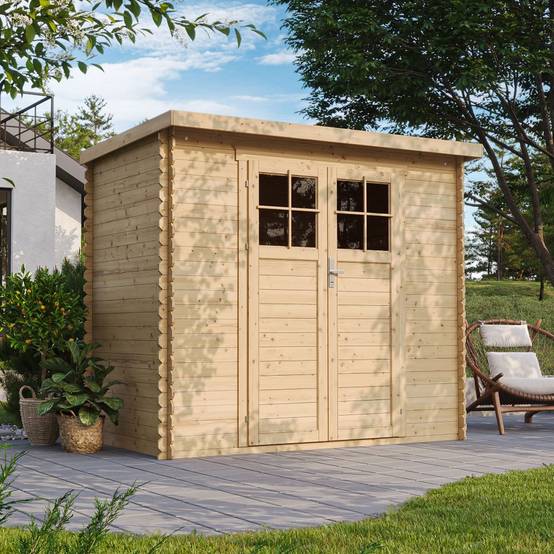 Timbela - Abri de jardin en bois l239xL144xH200cm / 2.63 m² avec porte verrouillable de haute qualité - 19 mm d’épaisseur - Timbela M310F - Imagen 1