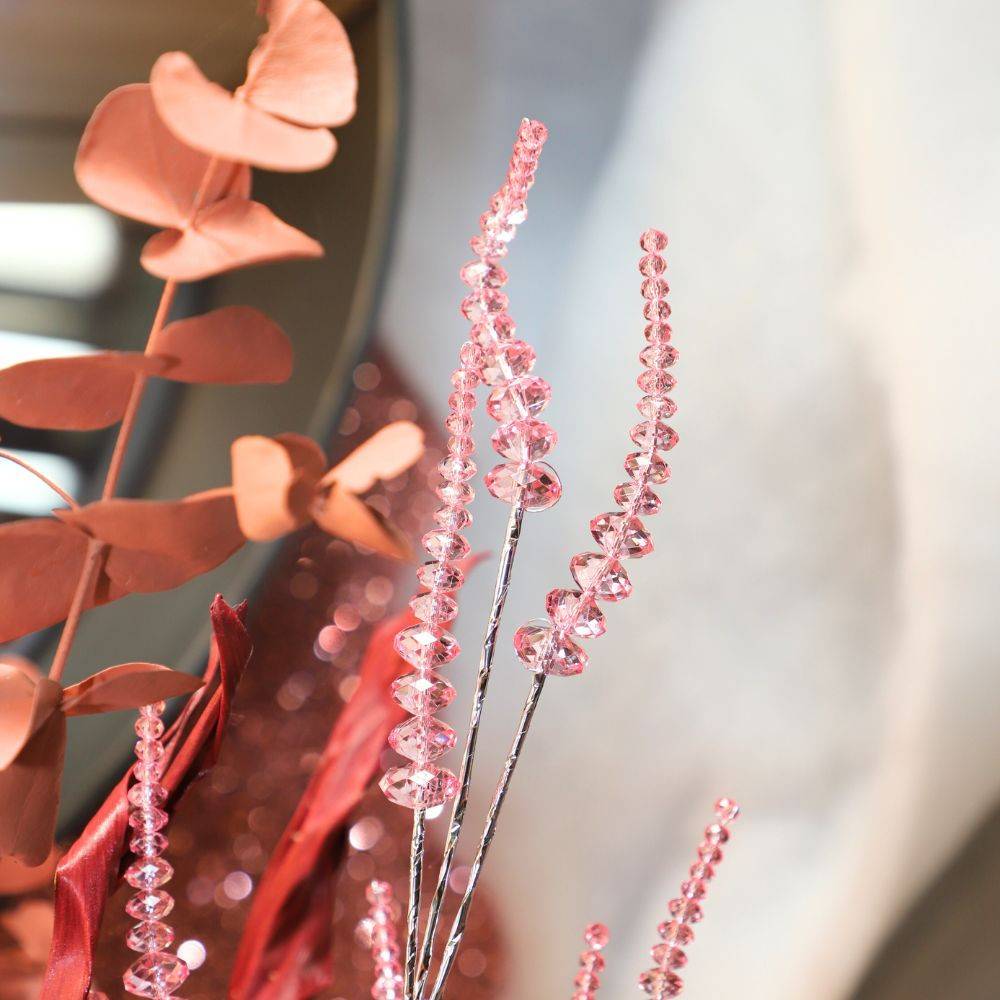 Branche de Fleurs «Cristal» en verre rose 90cm Chemin de campagne - Imagen 2