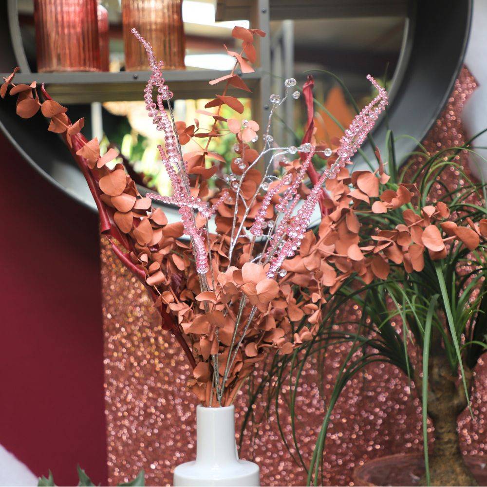 Branche de Fleurs «Cristal» en verre rose 90cm Chemin de campagne - Imagen 3