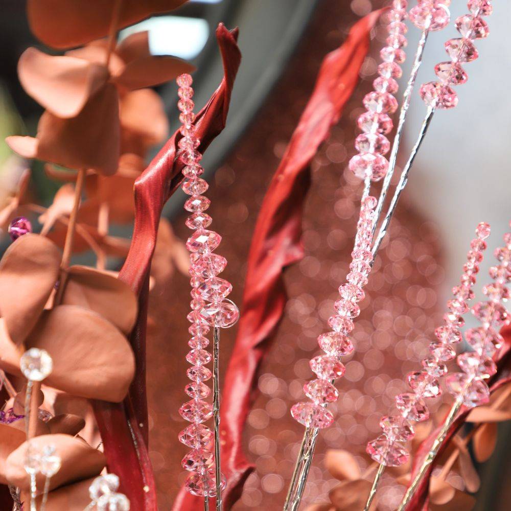Branche de Fleurs «Cristal» en verre rose 90cm Chemin de campagne - Imagen 5