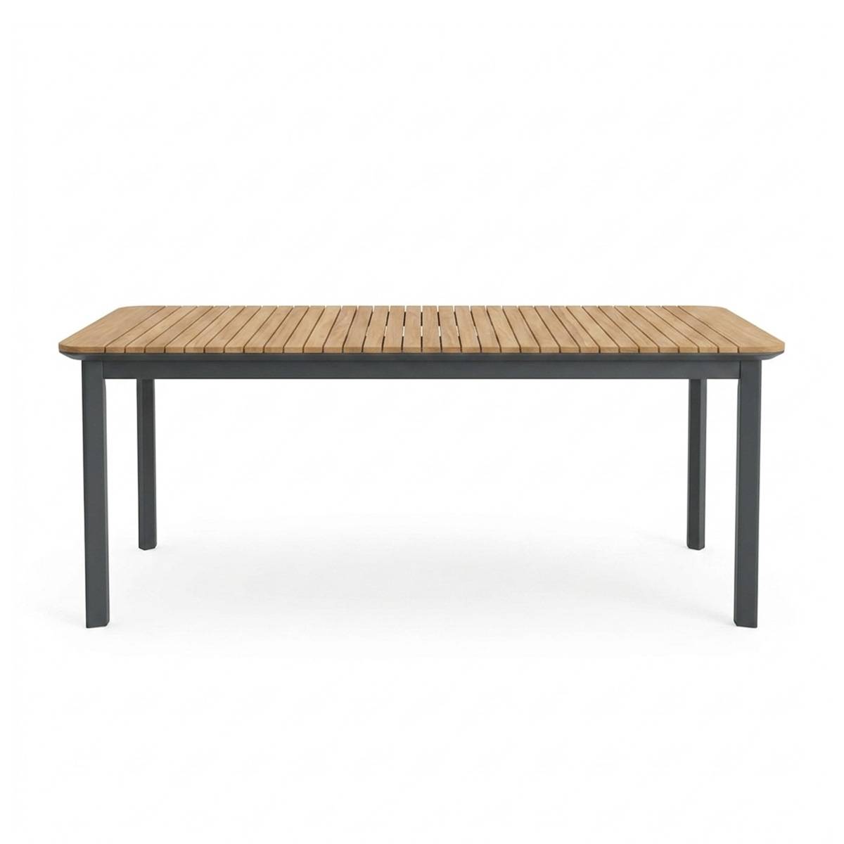 Table de jardin PIANA en teck massif et aluminium 6/8 places  anthracite - Image 2