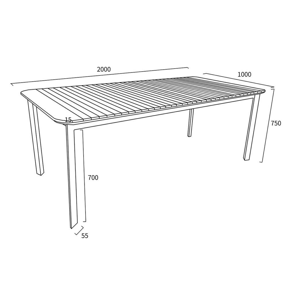 Wilsa Garden - Table de jardin PIANA en teck massif et aluminium 6/8 places  anthracite - Imagen 8