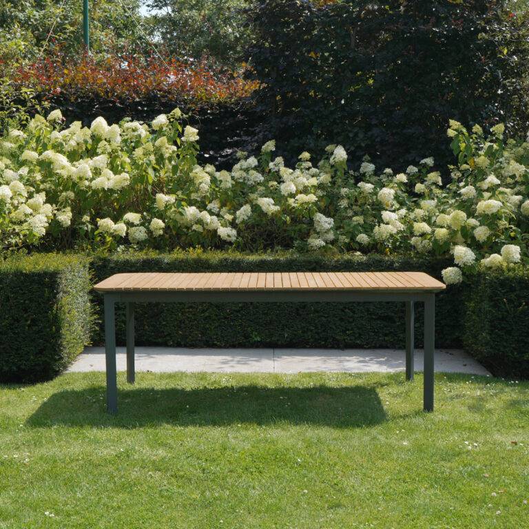 Table de jardin PIANA en teck massif et aluminium 6/8 places anthracite - Image 1