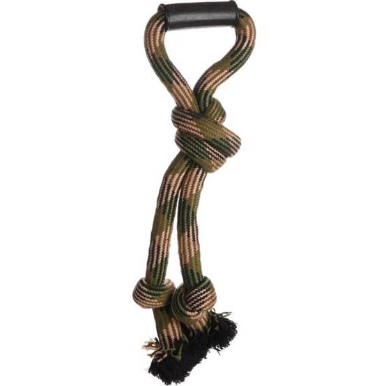 Jouet Corde à tirer avec 3 nœuds Camouflage 50 cm pour chien - Image 1