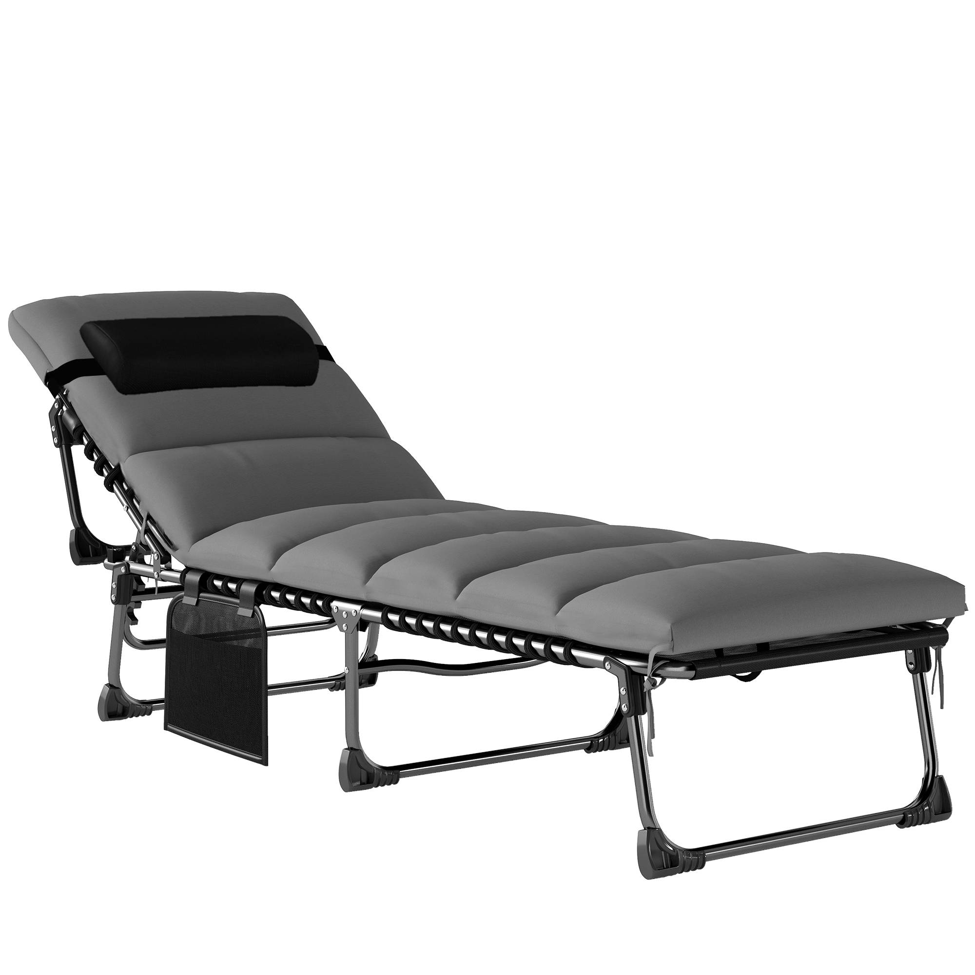 Chaise longue jardin, Bain de soleil Pliable, dossier inclinable - 200x57x38cm Acier Gris Foncé fr50