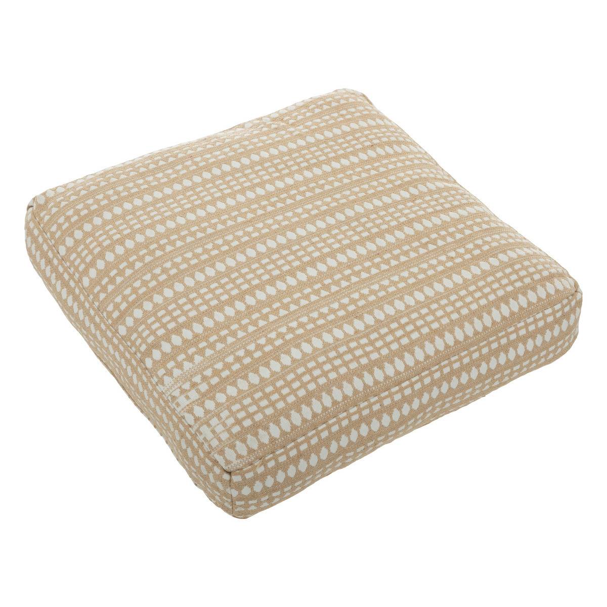 Coussin de sol épais et confortable en coton Beige Lin motifs jacquard 38 x 38 cm