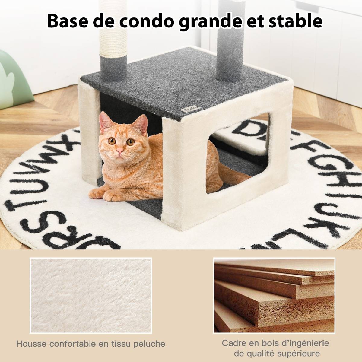 Arbre à Chat avec Poteau en Sisal et Balle en Peluche 42x42x80cm pour Jeux et Repos des Chats - Image 7