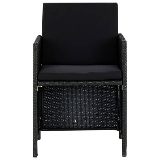 Salon de jardin 4 personnes résine tressée table carrée avec coussins Noir – ComfortXL Outdoor Living - Image 4