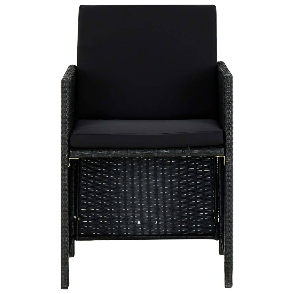 Salon de jardin 4 personnes résine tressée table carrée avec coussins Noir – ComfortXL Outdoor Living - Image 4