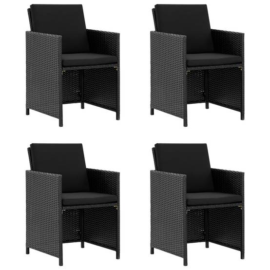 Salon de jardin 4 personnes résine tressée table carrée avec coussins Noir – ComfortXL Outdoor Living - Image 2