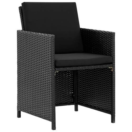 Salon de jardin 4 personnes résine tressée table carrée avec coussins Noir – ComfortXL Outdoor Living - Image 3