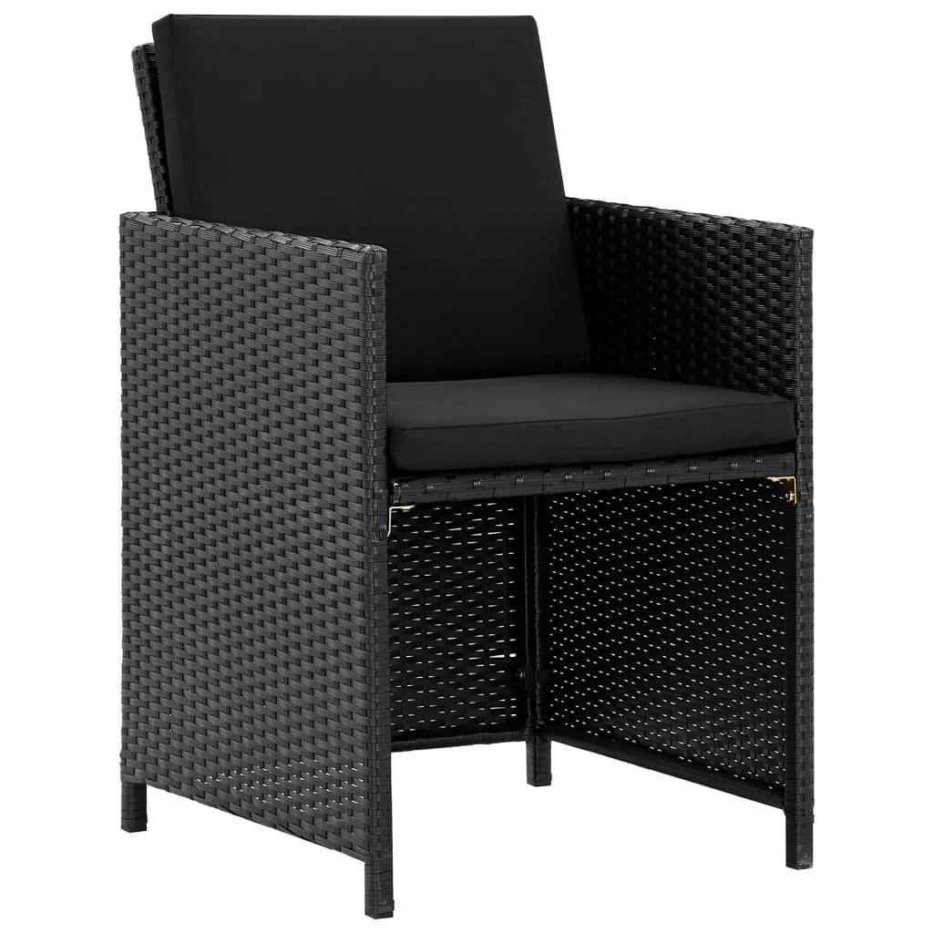 Salon de jardin 4 personnes résine tressée table carrée avec coussins Noir – ComfortXL Outdoor Living - Image 3