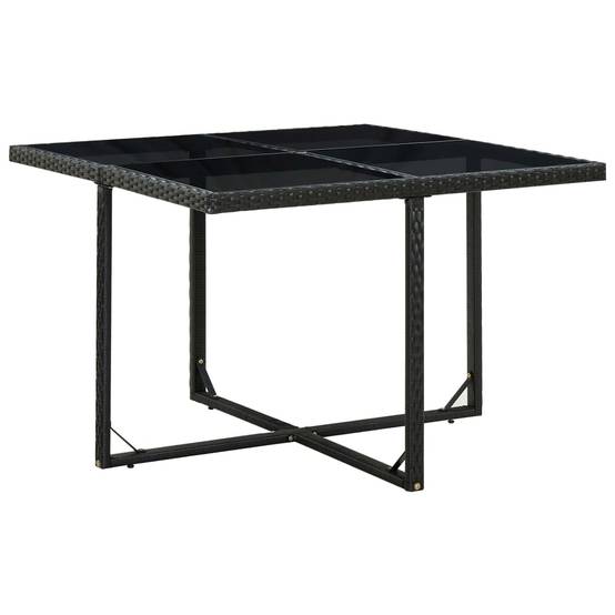 Salon de jardin 4 personnes résine tressée table carrée avec coussins Noir – ComfortXL Outdoor Living - Image 5