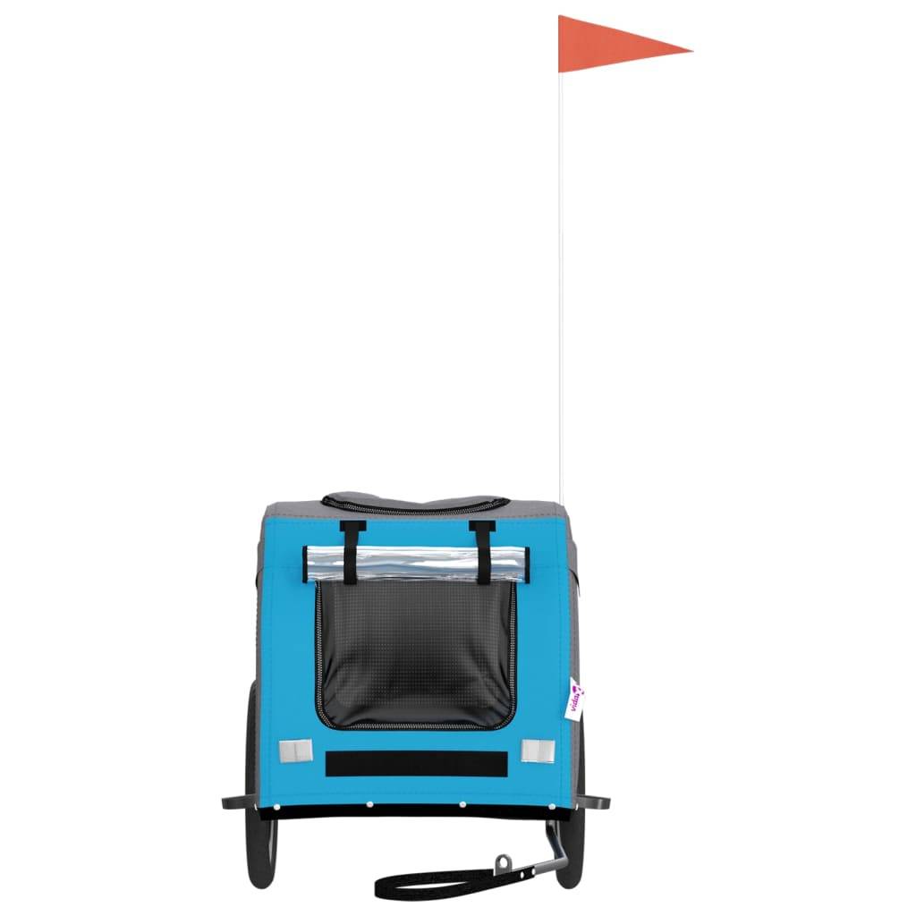 Remorque de vélo pour animaux fer et tissu bleu et gris 125 x 64 x 66 cm - PANGIVO - Image 4