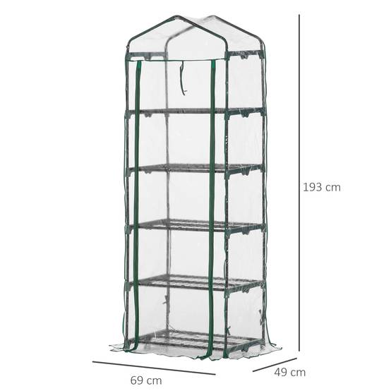 Serre de balcon PVC pour pots et semis Optimisation de l'espace 69x49x193cm Clair - ComfortXL Outdoor Living - Image 5