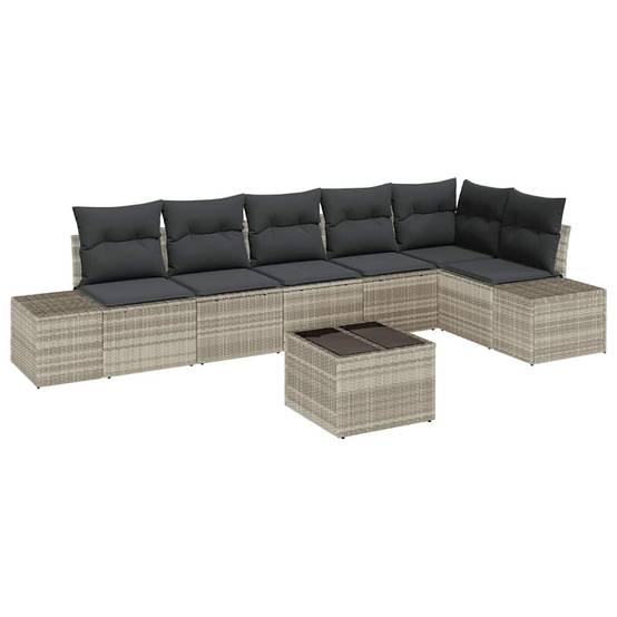 ComfortXL - Salon de jardin modulable 7 éléments en polyrotin stable avec pieds réglables Gris clair – ComfortXL Outdoor Living - Image 2