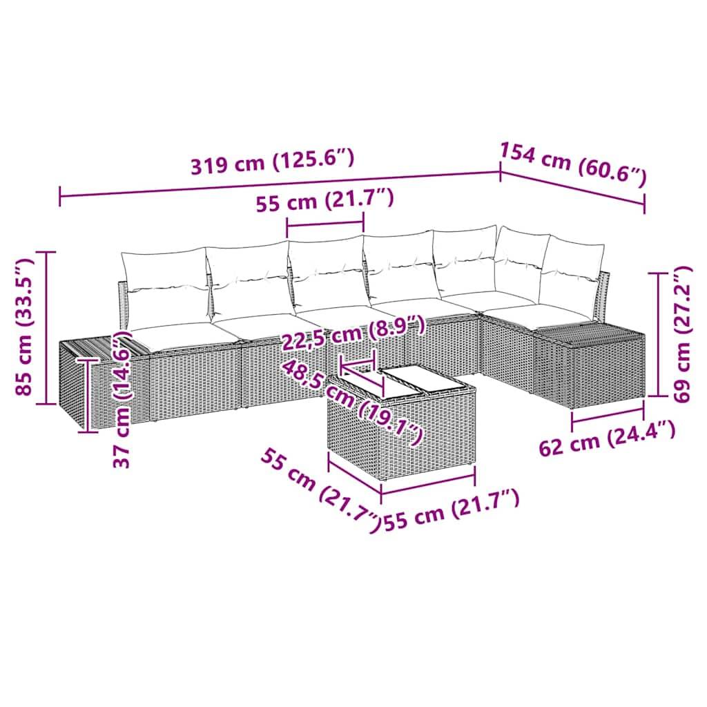 ComfortXL - Salon de jardin modulable 7 éléments en polyrotin stable avec pieds réglables Gris clair – ComfortXL Outdoor Living - Image 9