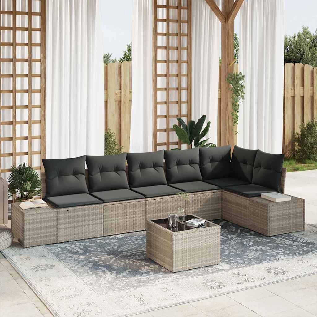 ComfortXL - Salon de jardin modulable 7 éléments en polyrotin stable avec pieds réglables Gris clair – ComfortXL Outdoor Living - Image 1