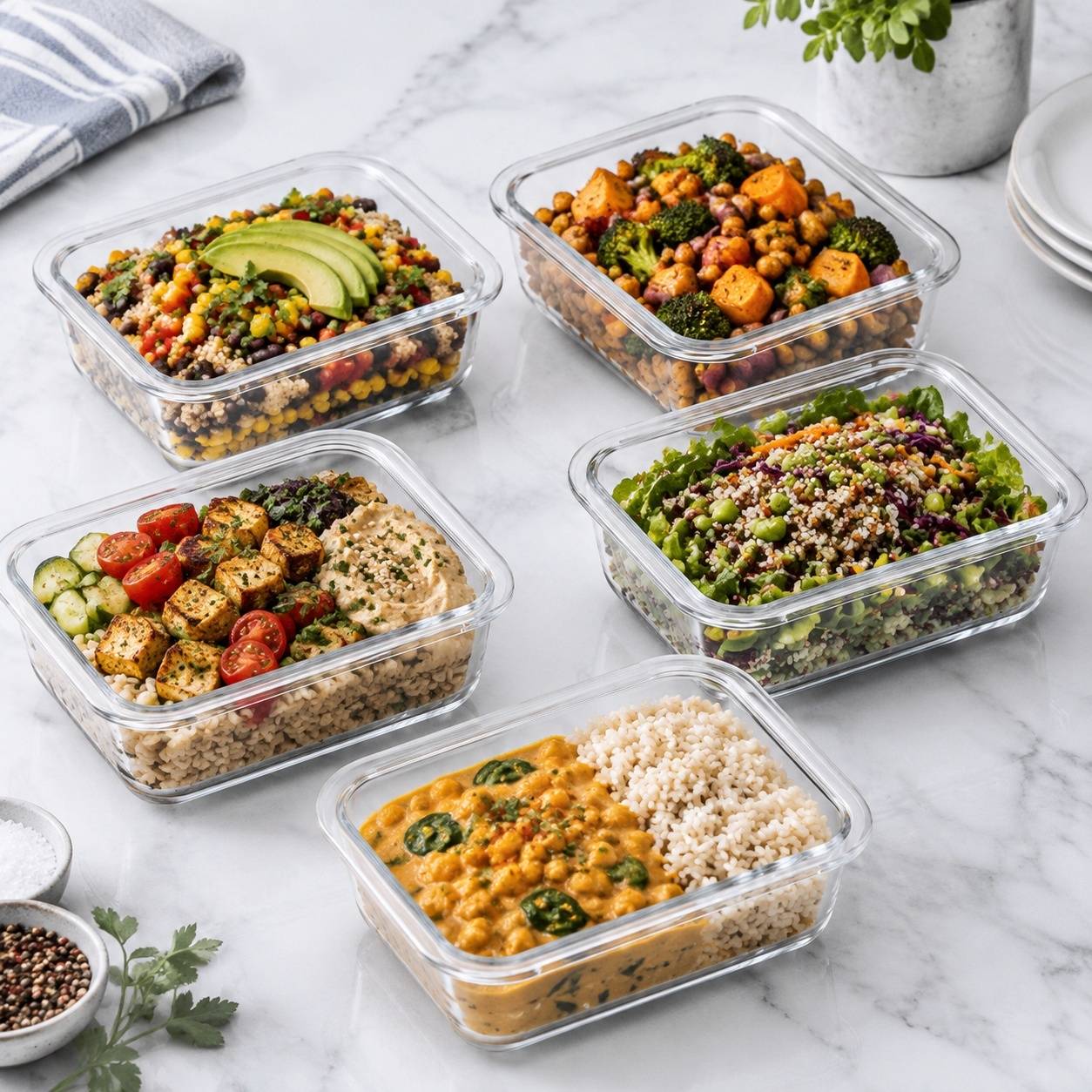 Lot de 5 Boîtes Repas en Verre Borosilicate avec Couvercle Étanche - Image 8