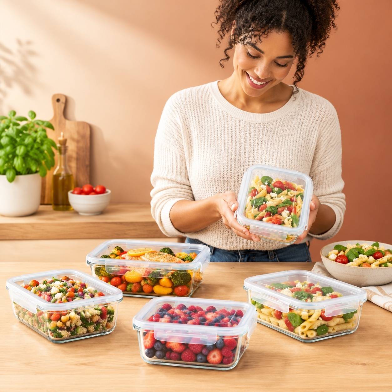 Lot de 5 Boîtes Repas en Verre Borosilicate avec Couvercle Étanche - Image 6