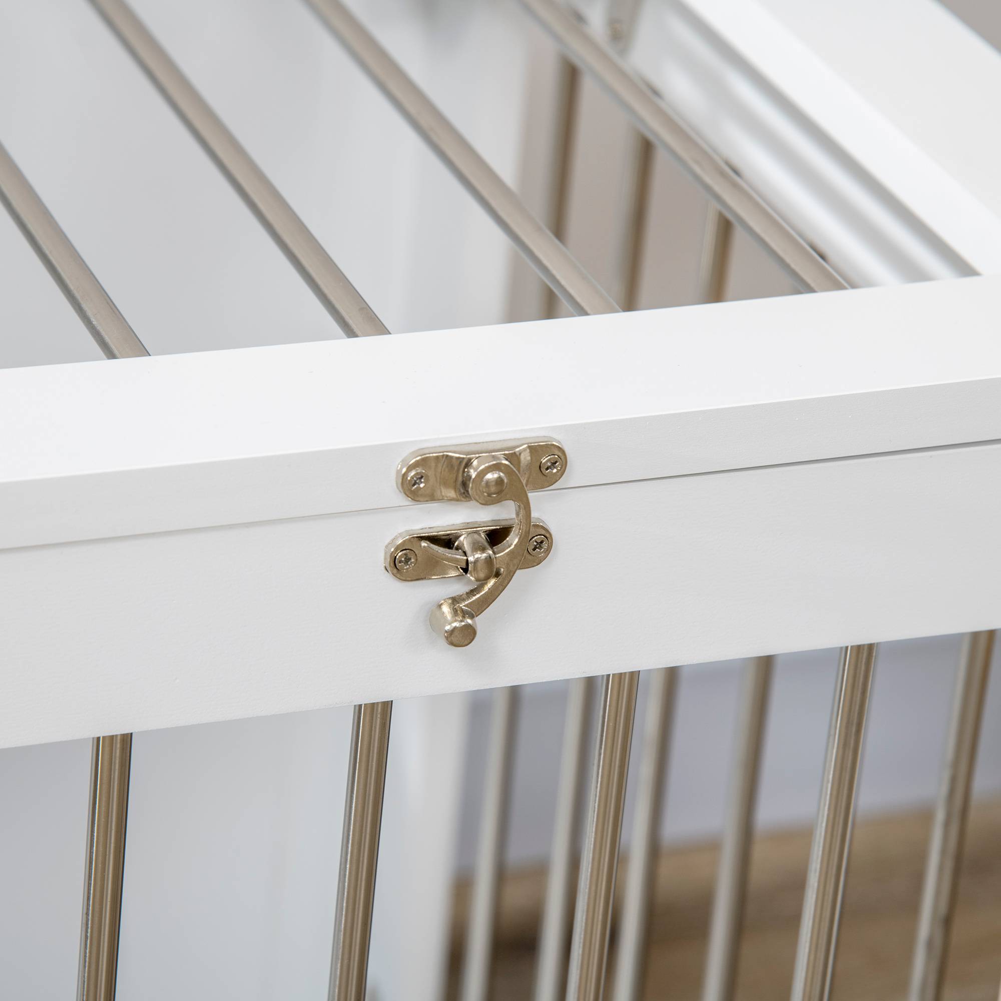 Cage pour chien 2 portes verrouillables, grille acier,80x50x56,5 cm blanc et argent - Image 10