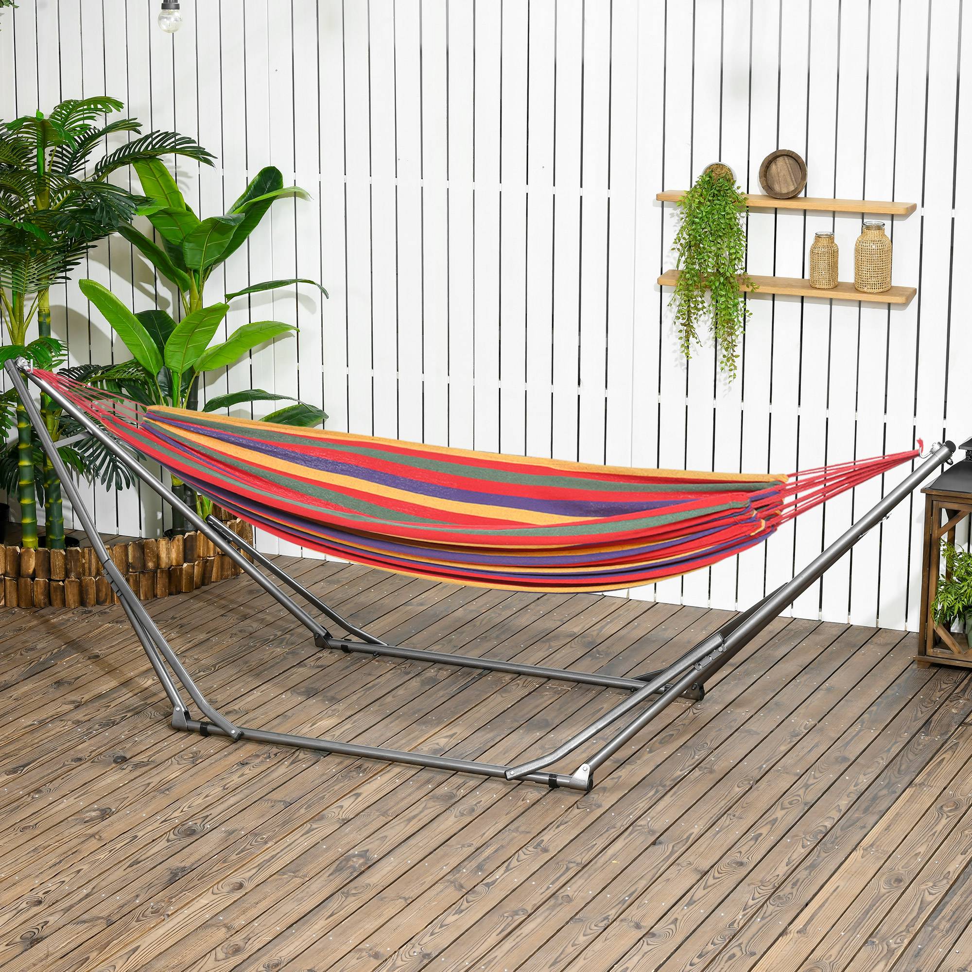 Stand hamac 2-en-1, résistant aux intempéries, séchoir, 290 cm x 92 cm x 88 cm, noir - Image 2