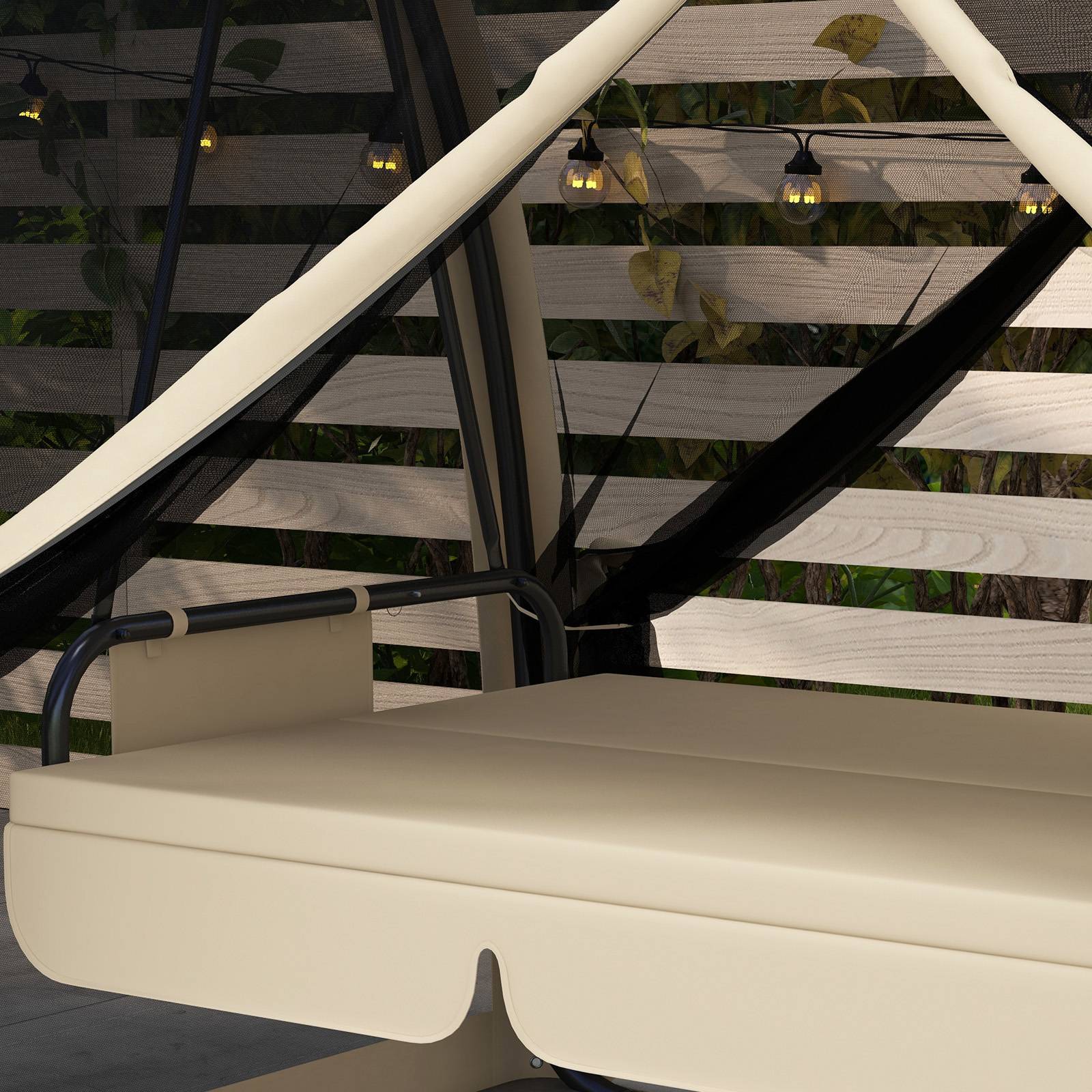 Balancelle convertible 3 places polyester jardin extérieur fonction lit moustiquaire beige - ComfortXL Outdoor Living - Image 10