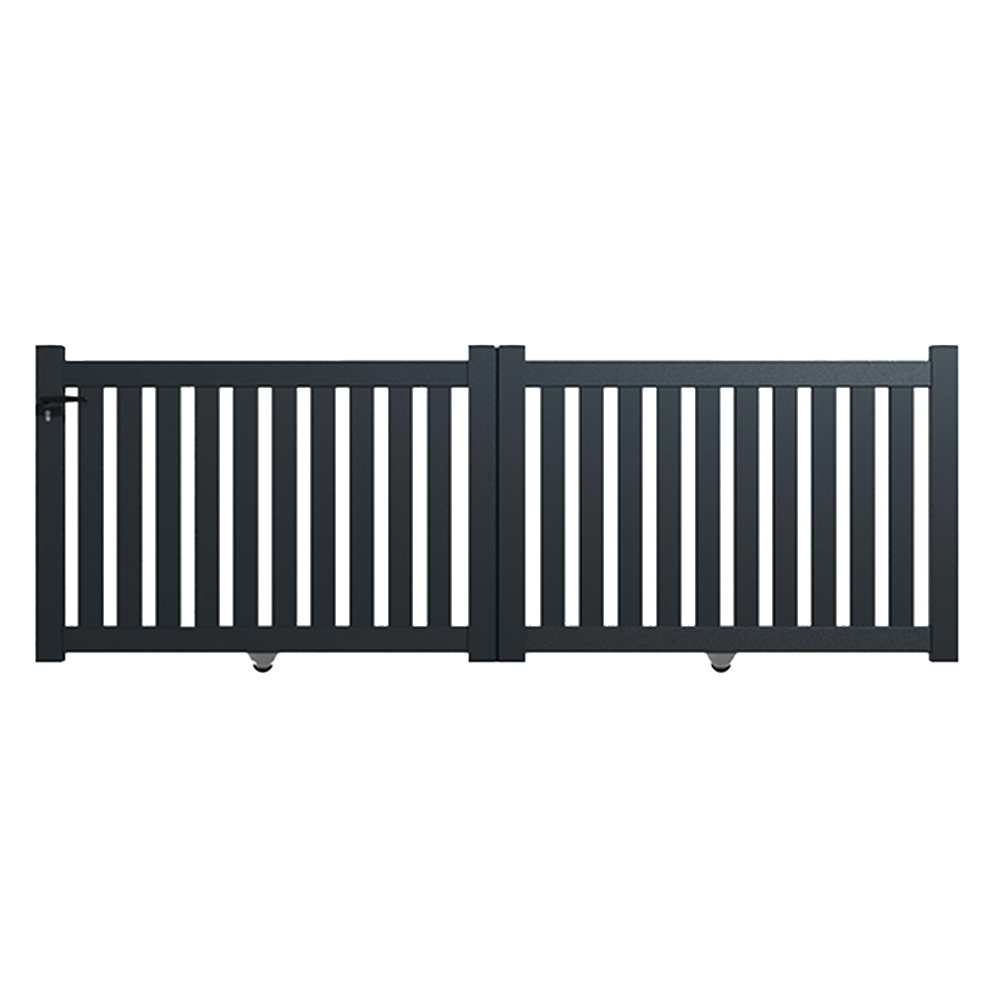 Portail Packit - Portail alu coulissant ajouré en kit dim. L.3000 (entre piliers) X H.1200 mm  Gris (RAL 7016)
