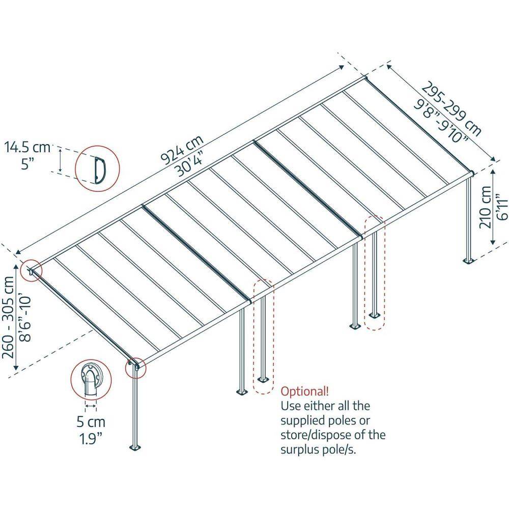 Canopia - Canopia Pergola Sierra 3X9,2 Grise - Imagen 3