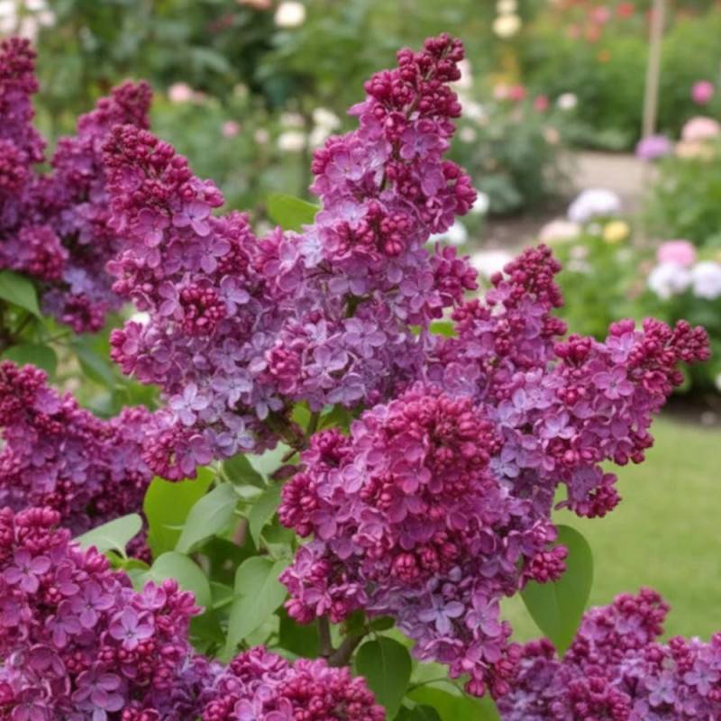 Lilas commun Prince Wolkonsky®, Syringa à fleurs Violette - feuillage Caduc - Pot de 4L - 60/100 cm-  hauteur à maturité De 2,50 m à 3,00 m - Imagen 2