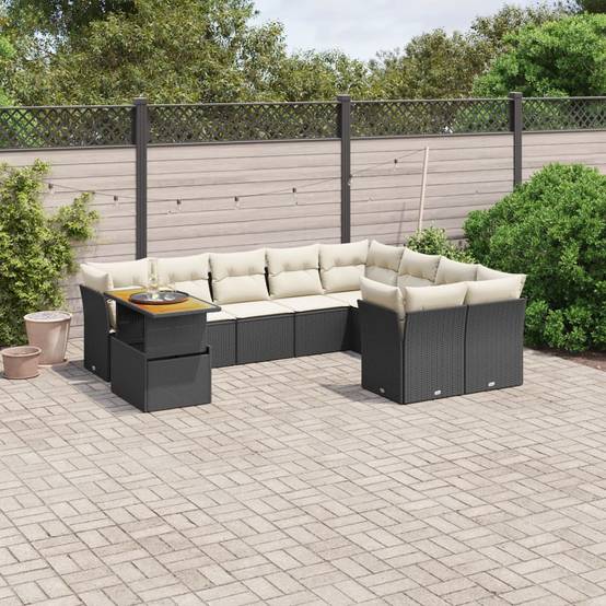 ComfortXL - Salon de jardin 10 places modulable résine tressée avec table haute ajustable noir – ComfortXL Outdoor Living - Image 1
