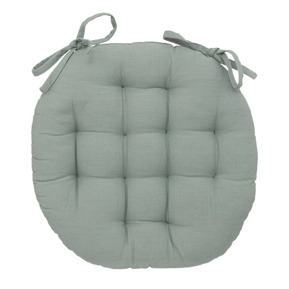 Lot de 6 Galettes de chaise en Coton Vert Céladon D 38 cm - Imagen 3