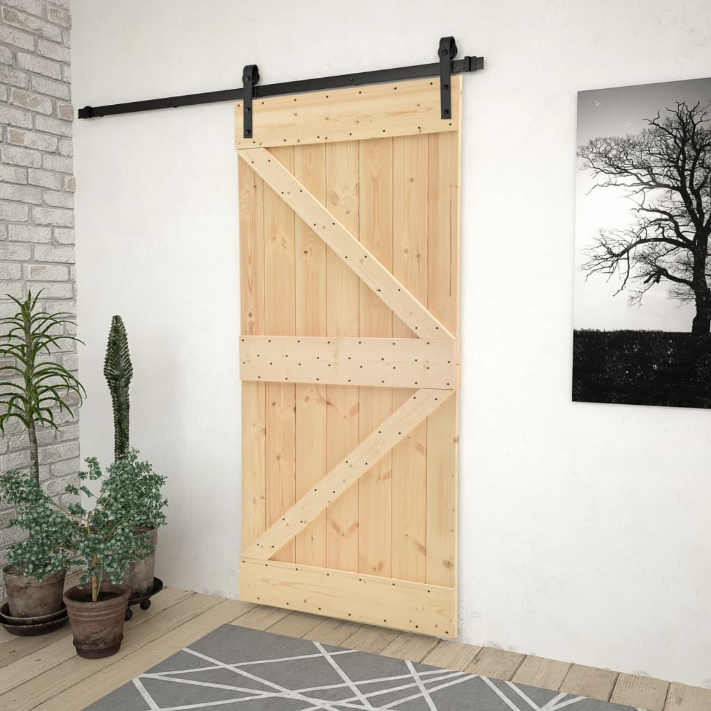 Vidaxl - Porte coulissante avec kit de quincaillerie 80x210cm Pin massif - vidaXL - Imagen 2