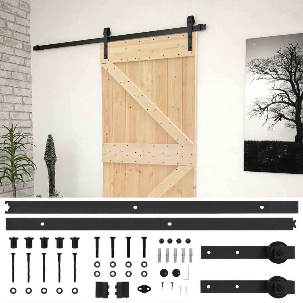 Vidaxl - Porte coulissante avec kit de quincaillerie 80x210cm Pin massif - vidaXL - Imagen 1