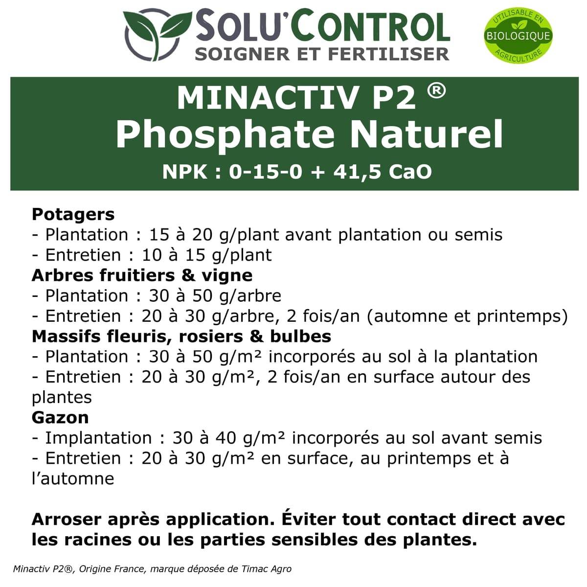 SOLU’CONTROL - 4 kg de Minactiv P2® – Engrais phosphate naturel – Avec Calcimer® marin et stimulateur microbien – Racines solides, gazon dense - Image 3