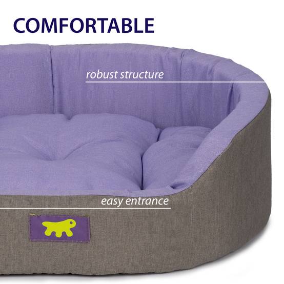 Ferplast - Ferplast Panier Chien Dandy, Coussin Amovible et Lavable, Housse en Coton avec Rembourrage Doux, Grand Lit pour Chien, 110 x 70 x H 23 cm, Lilas - Imagen 7