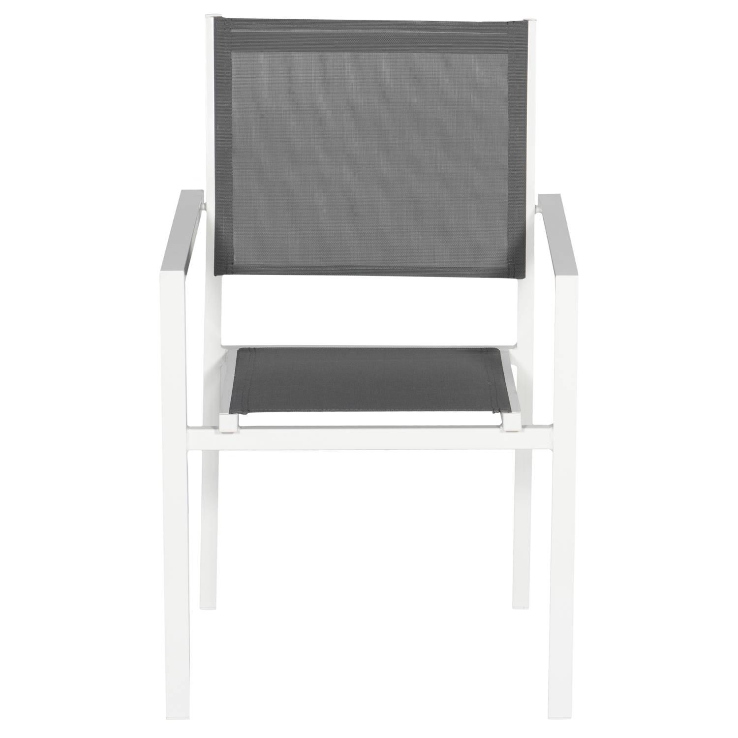 Happy Garden - Lot de 10 chaises en aluminium blanc - textilène gris - HAPPY GARDEN - Imagen 4