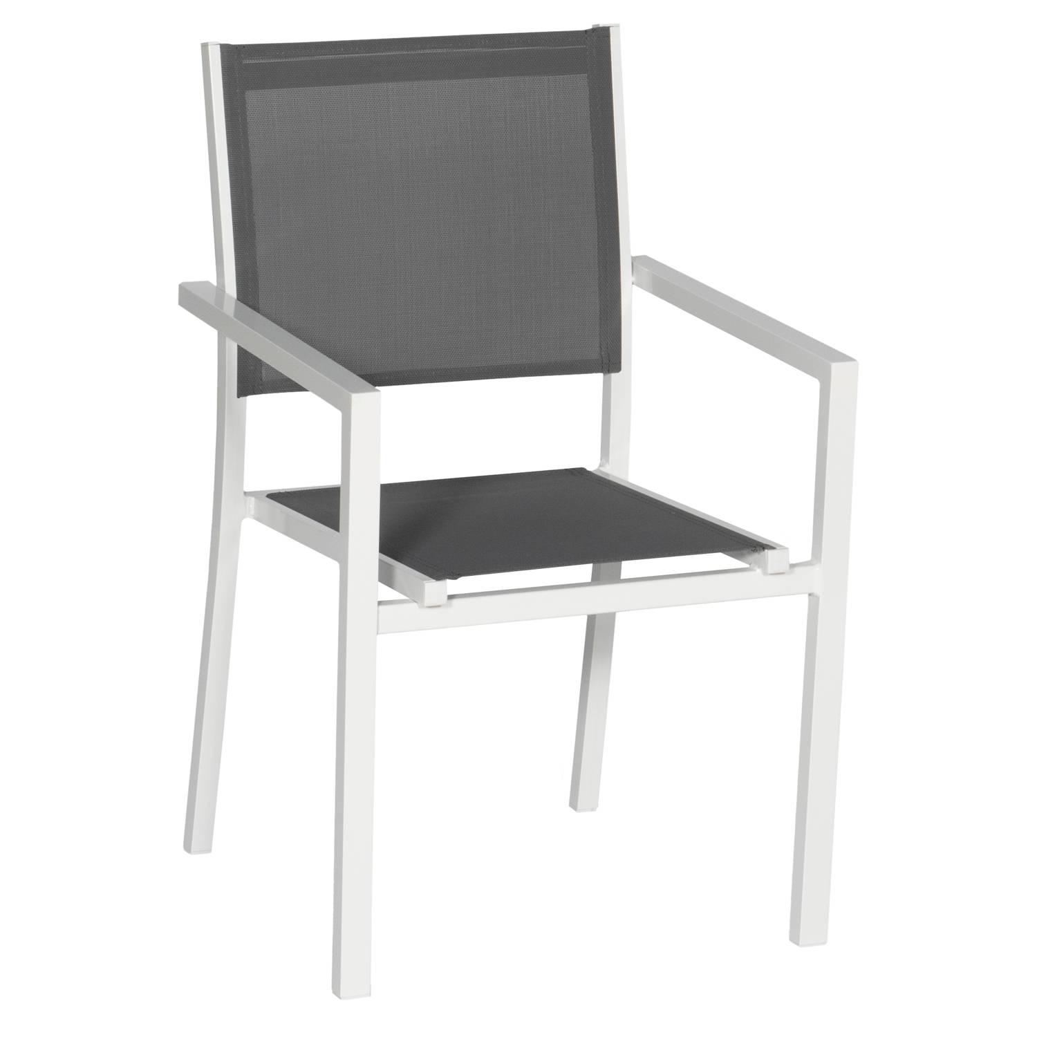 Happy Garden - Lot de 10 chaises en aluminium blanc - textilène gris - HAPPY GARDEN - Imagen 3