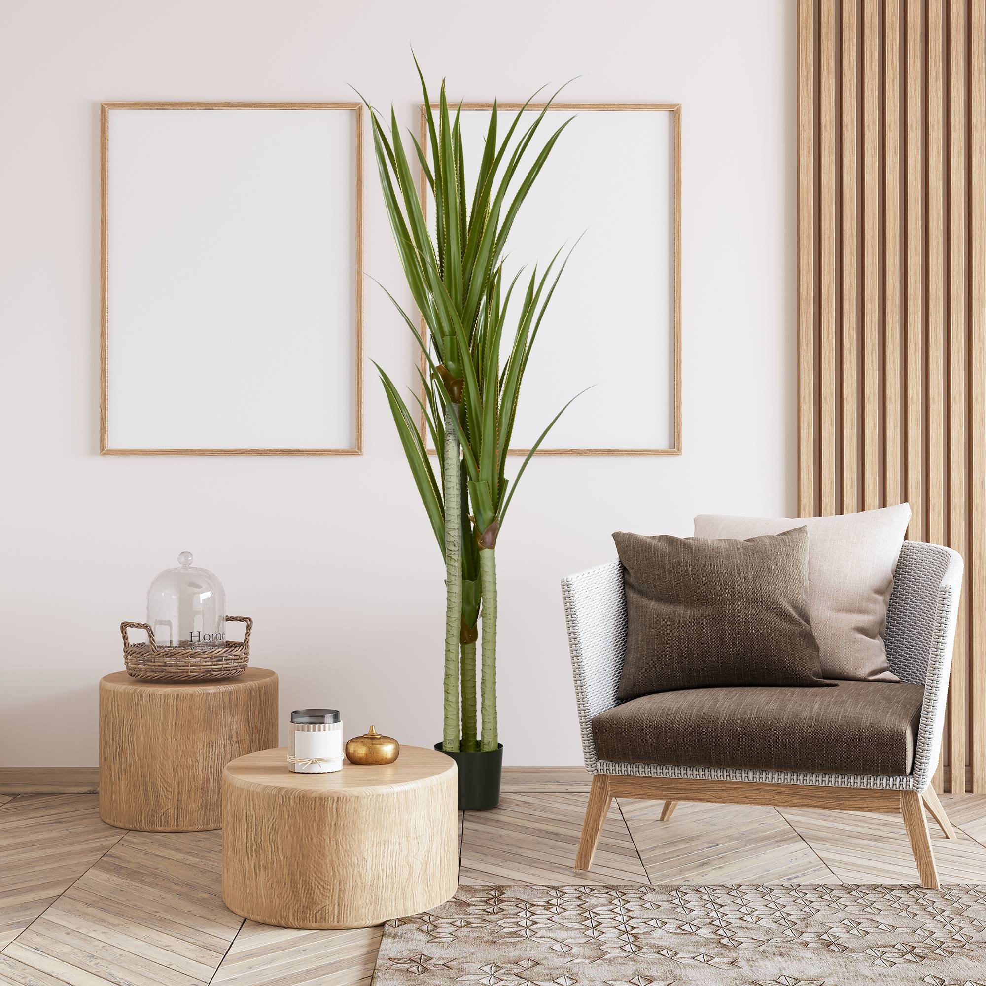 Yucca Artificiel Géant PEVA et Bambou Maison Bureau Végétalisation Sans Effort 190cm Vert - ComfortXL Outdoor Living - Image 3