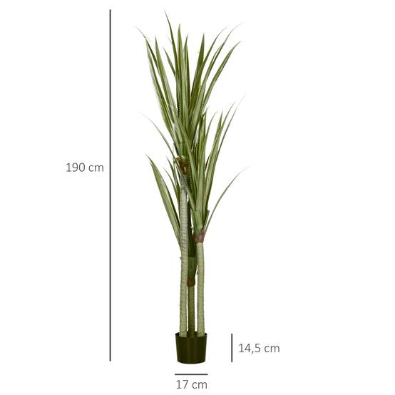 Yucca Artificiel Géant PEVA et Bambou Maison Bureau Végétalisation Sans Effort 190cm Vert - ComfortXL Outdoor Living - Image 5