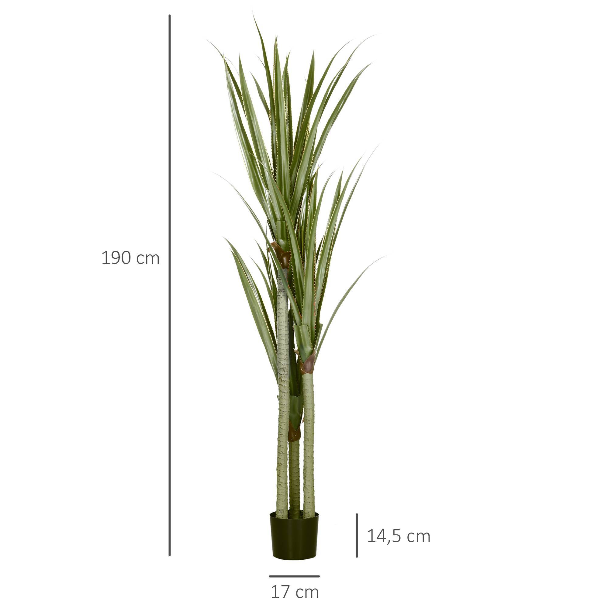 Yucca Artificiel Géant PEVA et Bambou Maison Bureau Végétalisation Sans Effort 190cm Vert - ComfortXL Outdoor Living - Image 5